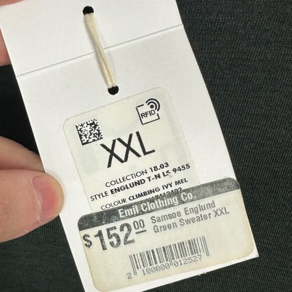 NWT Samsoe 50% Merino Wool 50% Bamboo Green Lightweight Sweater Mens Size XXL - Picture 5 of 12